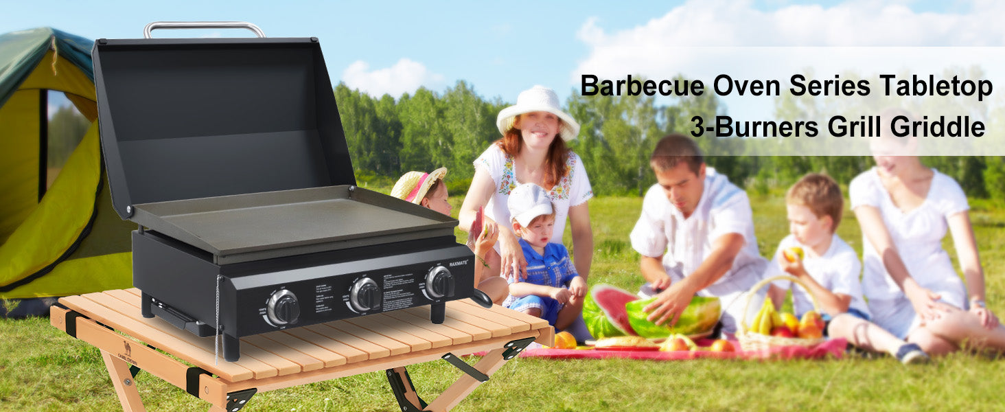 RM023BA12 22-inch 3-Burner Portable Propane Griddle with Lid